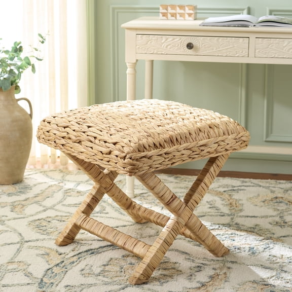 Safavieh Posey Modern Round Ottoman, Natural