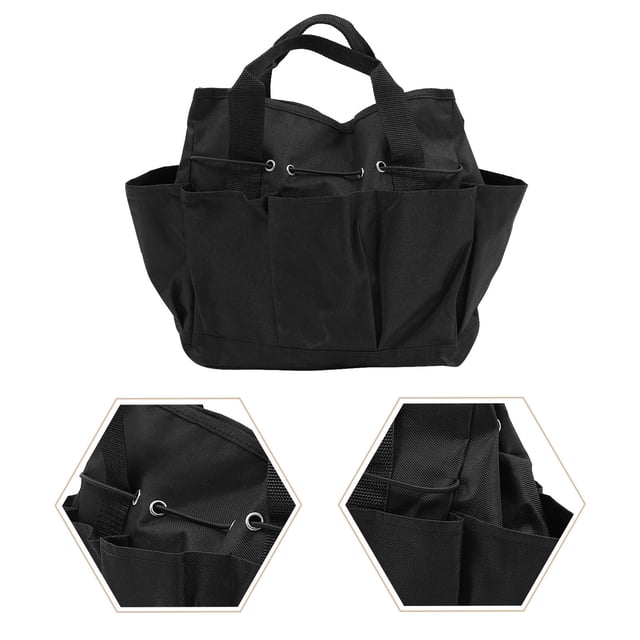 BESTYASH Bolsa Organizadora De Herramientas Para Jardín Color Negro Con Asa Cómoda Y Compartimentos Variados