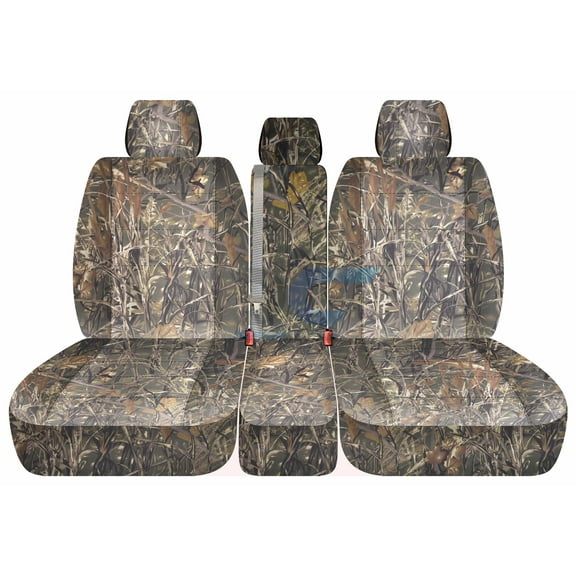 Fits 2011-2014 Ford F-150 Camo Seat Covers 40/20/40 Bench 3 HR Opening Console:Wetland