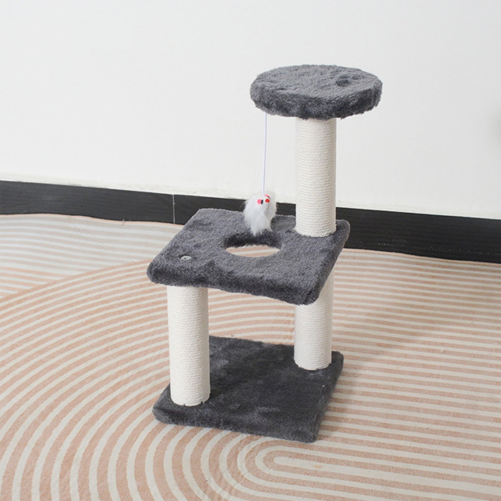 Yhmxh Small Cat Tree Tower With Sisal Scratching Pole, Multifunction Cat Scratching Post for IndoorInteractive Toy with Danging Ball for Indoor Cats, Scratching Post Easy Installation Tower for Cats