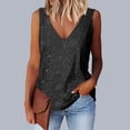 thumbnail image 2 of Staron Summer Tops for Women Sequin V Neck Sleeveless Casual Loose Party Tank Top, Black S, 2 of 5