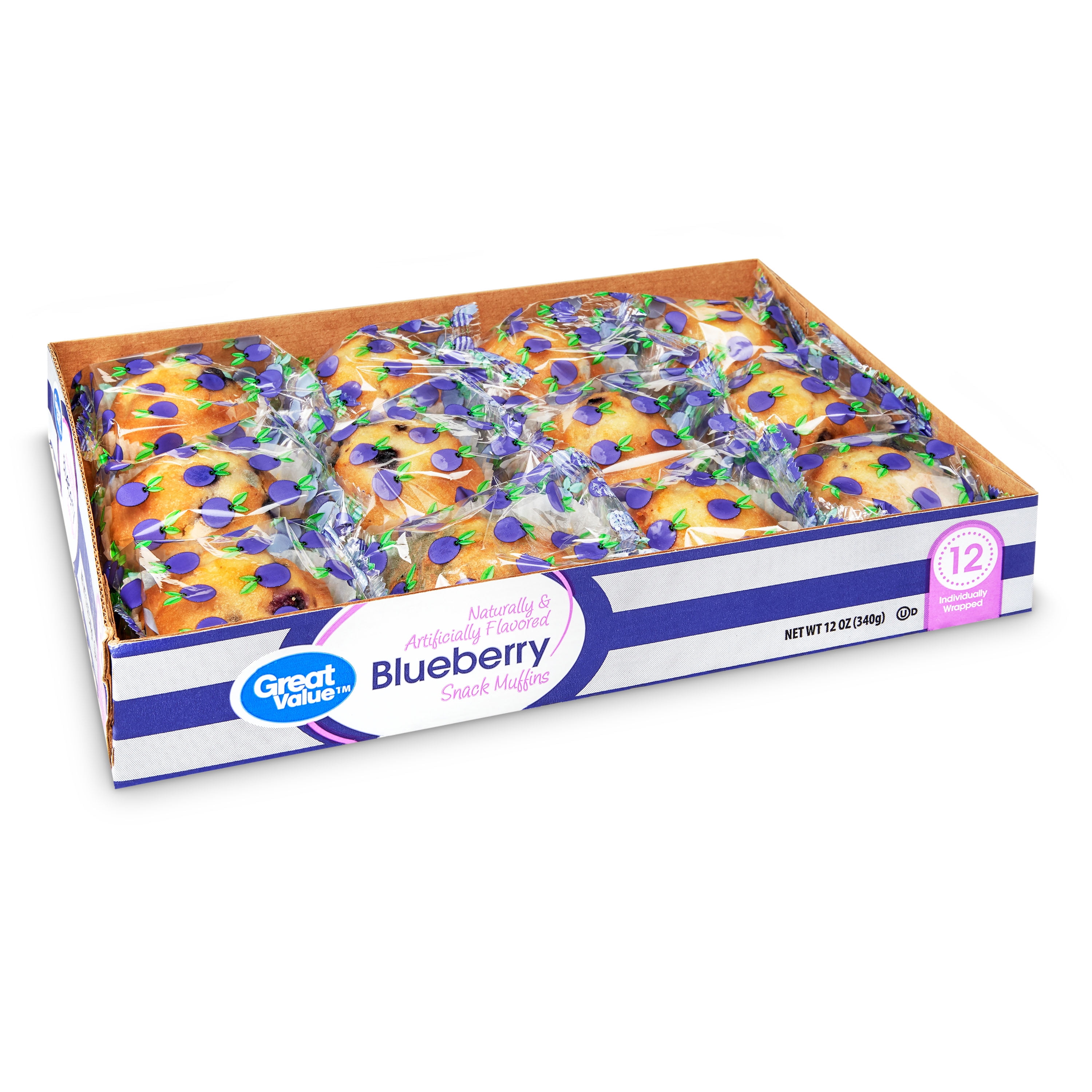 Great Value Blueberry Snack Muffins, 12 oz, 12 Count
