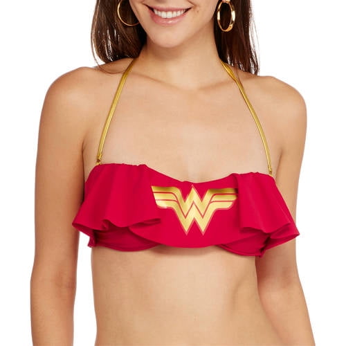 DC Comics Wonder Woman Front Tie Bandeau High Waist Bikini Set