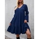 thumbnail image 5 of Vestido de manga larga para mujer Vestido de vacaciones con cuello en V y línea A Romacci Vestido, 5 of 7