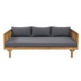 thumbnail image 3 of Modern Daybed, Wooden 3-Seater Couch Frame with Water-Resistant Cushion, Multifunctional Sofa Bed for Living Room, Bedroom, Balcony, Patio, Natural & Grey, 3 of 9