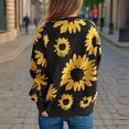 thumbnail image 5 of WRKEKC Women's Sunflower Jacquard Crewneck Knit Pullover Sweater Long Sleeve Casual Retro Floral Pattern Cozy Tops Unique Style, 5 of 7