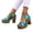 Sky Blue, variant on Women's Metallic rubber Chunky Heel Sandals – Platform Block Heels with Adjustable Buckle, Comfortable Wedding Party Dress Pump Sandal