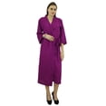 thumbnail image 2 of Bimba Peignoir Long Uni pour Femmes avec Ceinture, Modal Doux en Coton, Enveloppant, Rond, Uni, 2 of 7