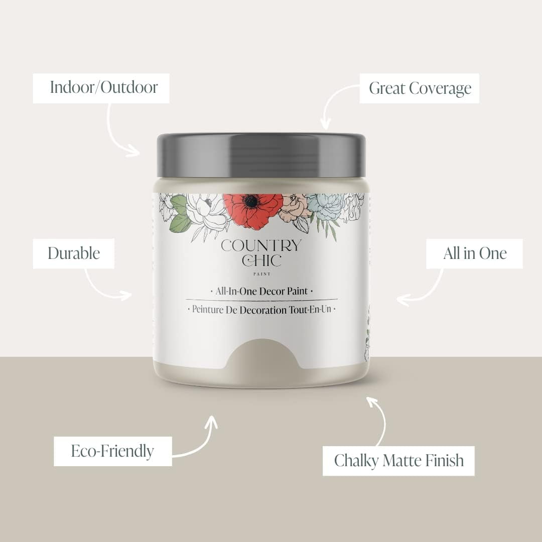 JJEAN-Country Chic All-in-One Chalk Paint for Furniture, Cabinets, Home Decor, Eco-Friendly, Matte Finish, Built-In Primer & Top Coat for Wood, Metal - No Wax Needed (Sunday Tea (Warm Grey), Sample (