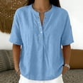 thumbnail image 2 of GUACER Tops for Women Button Down Short Sleeve Henley Shirt, Summer Loose Fit Casual Blouse, 2 of 6