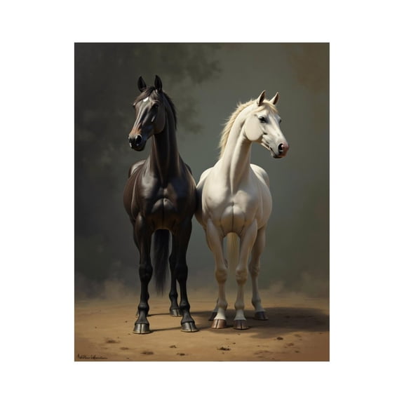 Paint by Numbers Kit for Adults, Majestic Pair Horses Standing Together Paint by Numbers, Easy Paint by Numbers Kit for Adults Beginner, DIY Adult Paint by Number Kits on Canvas, 12x16in Home Decor
