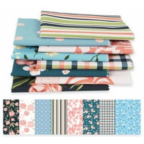 Soimoi 8 Pc Fat Quarter Bundle,Basic Floral Stripe Checks CollectionPrint 18"x 22"DIY Patchwork-100% CottonPre-Cut Quilting Fabric Multicolor