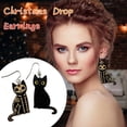 thumbnail image 4 of Pendientes Colgantes De Madera De Gato Esqueleto De Halloween Pendientes De Gato Negro De Halloween Joyería De Fiesta Speravity AP005977-00, 4 of 6