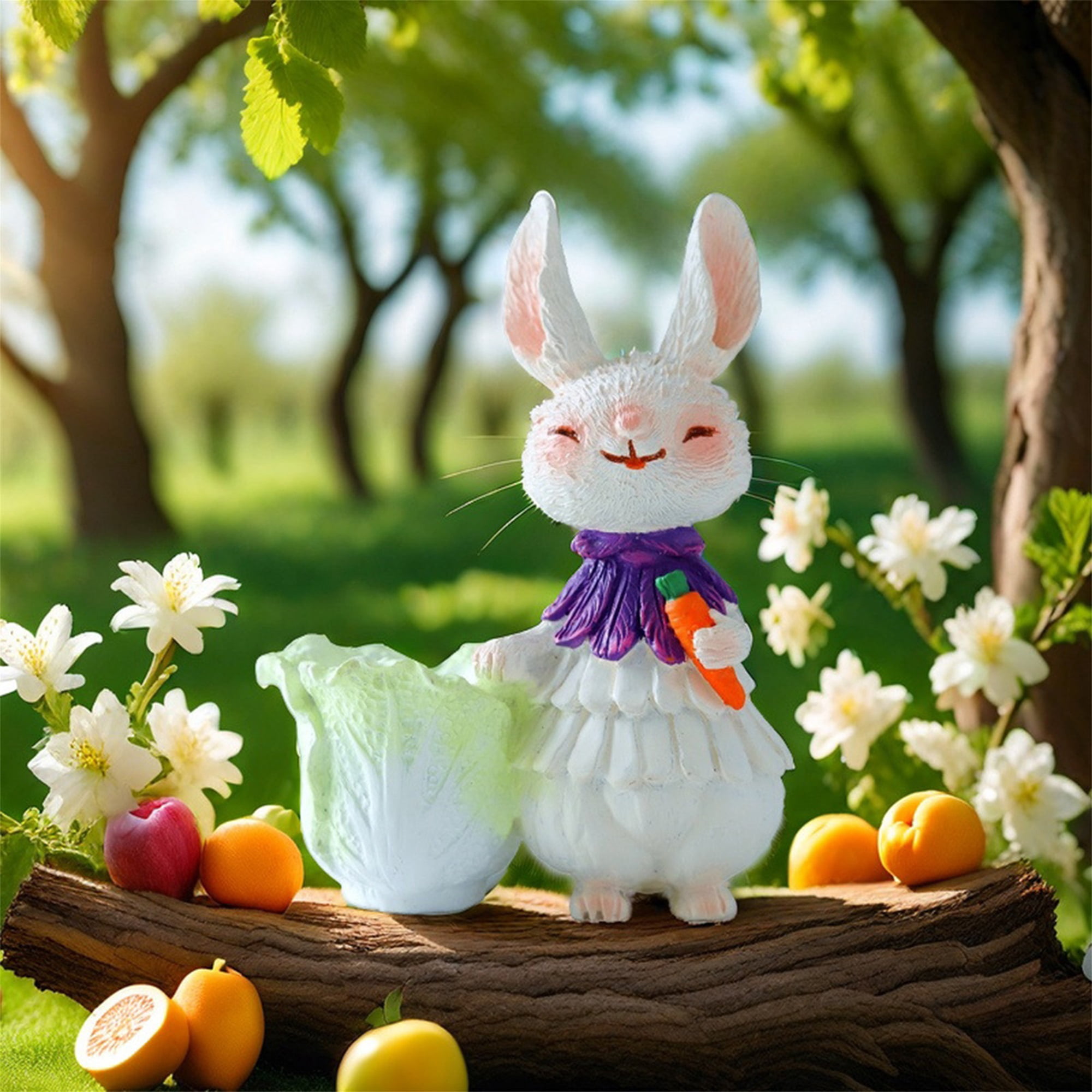 nvzhuang Easter Bunny Ornament, Outdoor Garden Sculpture Desktop Decoration Art Craft for Lawn Yard