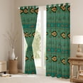 thumbnail image 3 of Homewish Western Hippie Aztec Curtains Pack of 2 (42x84 Each) for Adult, Cowboy Cowgirl Curtains Blackout, Green Triangle Abstract Bedroom Curtains, Black Out Curtains Room Decor, 3 of 6
