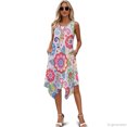 thumbnail image 6 of HELLHERO Round Neck Sleeveless Sundress, Floral Print with Heart Accents Women's Midi Dress Polyester Side Pockets Sleeveless Sundresses Non Deform, 6 of 8