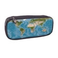 thumbnail image 2 of Lsque Earth View World Map Printed Big Capacity PU Leather Pencil Case Large Pencil Pouch Stationery Pen Bag Pencil Holder for Teen, 2 of 6