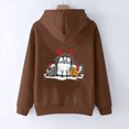 thumbnail image 4 of Mujeres Otoño Invierno Navidad Bloque de color Gato Estampado gráfico Cuello en V Manga larga Sudadera con capucha Tops Jersey Blusa Fridja FKASFK3486, 4 of 4