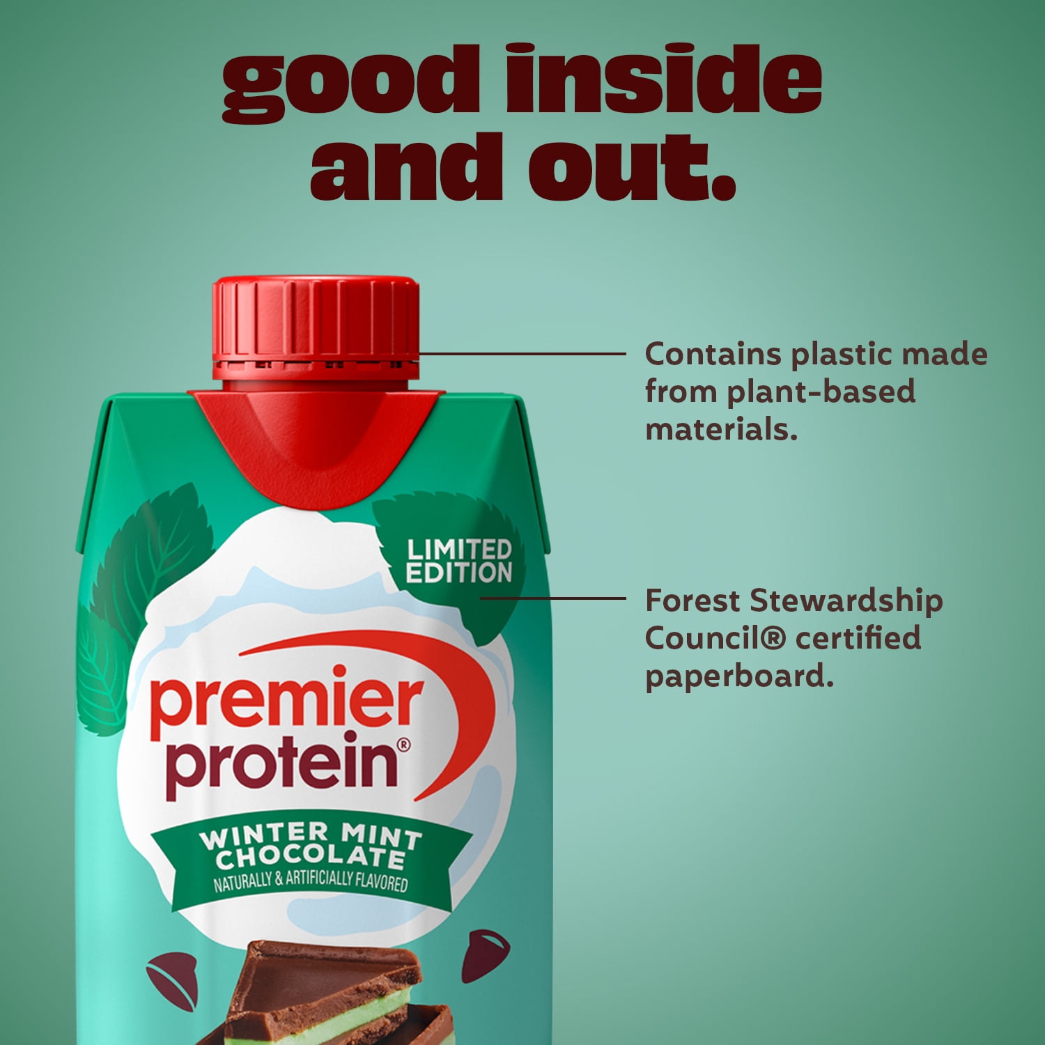 Premier Protein Shake, Winter Mint Chocolate Limited Time, 30g Protein, 11 Fl Oz, 4 Ct