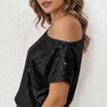thumbnail image 6 of Ounisa Sparkly Tops for Women Bell Sleeve Off Shoulder Top Sequin Concert Outfits, 6 of 9