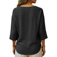 thumbnail image 7 of Linen Shirts for Women V Neck Cotton Linen 3/4 Sleeve Tops for Casual Dressy Summer Outfits 2026 Black M, 7 of 7