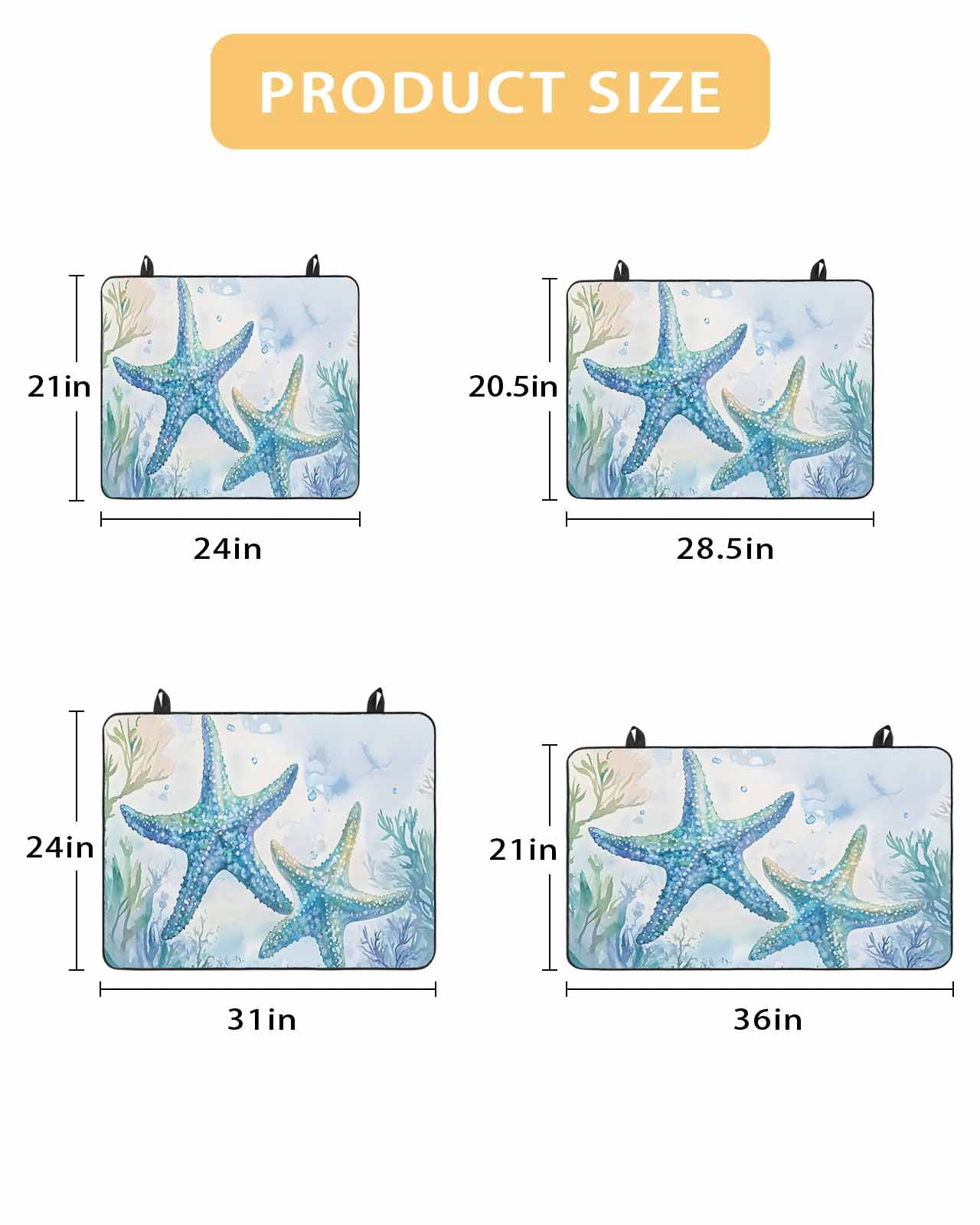 nqOlkjepod Large Induction Cooktop Protector Mat 24"x21", Teal Blue Summer Coastal Stove Top Covers for Electric Stove, Ocean Watercolor Coral Starfish Stove Burner Cover Mats, Glass Top Stove Cover