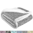 thumbnail image 4 of PAVILIA Melange Sherpa Fleece Throw Blanket | Super Soft, Reversible, Microfiber Fleece Blanket Throw | Luxurious Plush Fuzzy Light Grey TV Blanket For Couch Sofa(50x60 Inches), 4 of 9