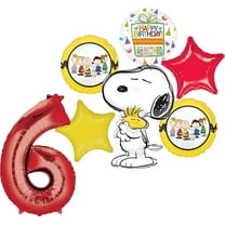 Anagram Peanuts 6th Birthday Party Supplies Snoopy and Friends 7pc Balloon Bouquet Decorations