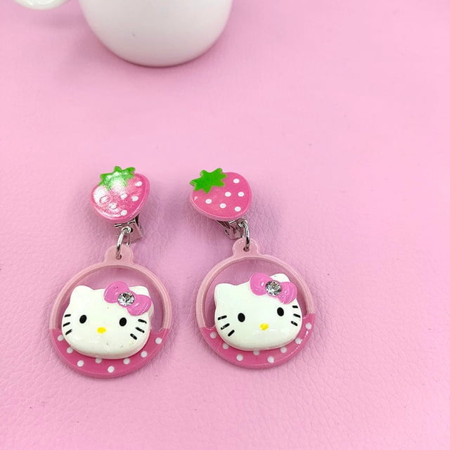 Sanrio Hello Kitty Clip Earrings Women Sweet Fairy Earring Painless Earrings Without Piercing Y2k Girls Cartoon Fashion Ear Clip