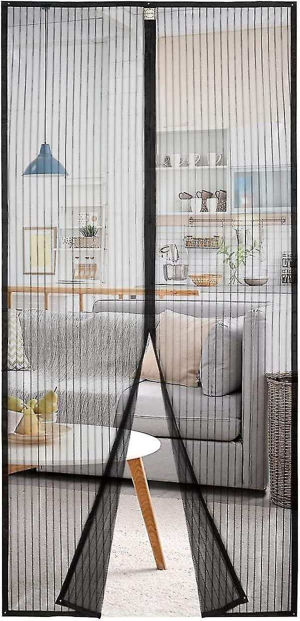 Magnetic Fly Screen Door, Insect Protection Balcony Door Without Drilling Black - View #2