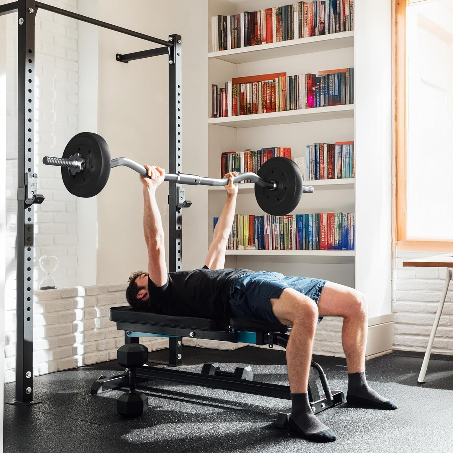 GMNIU Curl Olympic Barbell Set Lifting Exercise Curl Bar Adjustable Olympic Plate Weight Sets Home Fitness Exercise Machines Weightlifting Equipment