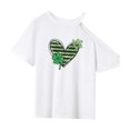 thumbnail image 2 of Camiseta de verano para mujer, camisetas femeninas, cuello redondo, manga corta, camiseta con hombros descubiertos para desplazarse, trabajar, caminar, vacaciones XL Yinane Manga corta para mujer, 2 of 8
