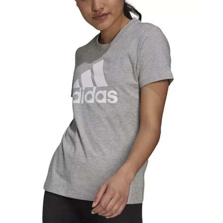 Adidas womens Essentials Logo Tee T Shirt, Medium Grey Heather/White, X-Small US