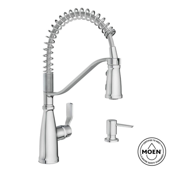 MOEN 87886 Nolia Single-Handle Pre-Rinse Spring Pulldown Sprayer Kitchen Faucet with Power Boost in Chrome