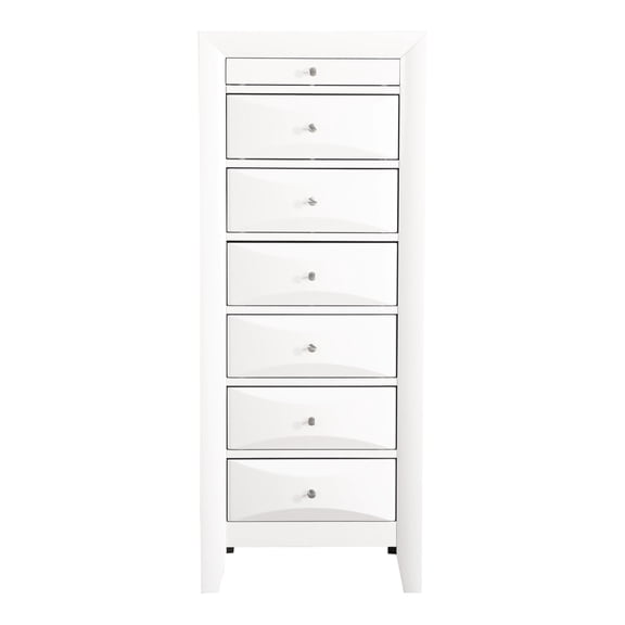 Passion Furniture PF-G1570-LC Marilla White 7-Drawer Chest of Drawers - 23 x 17 x 58 in.