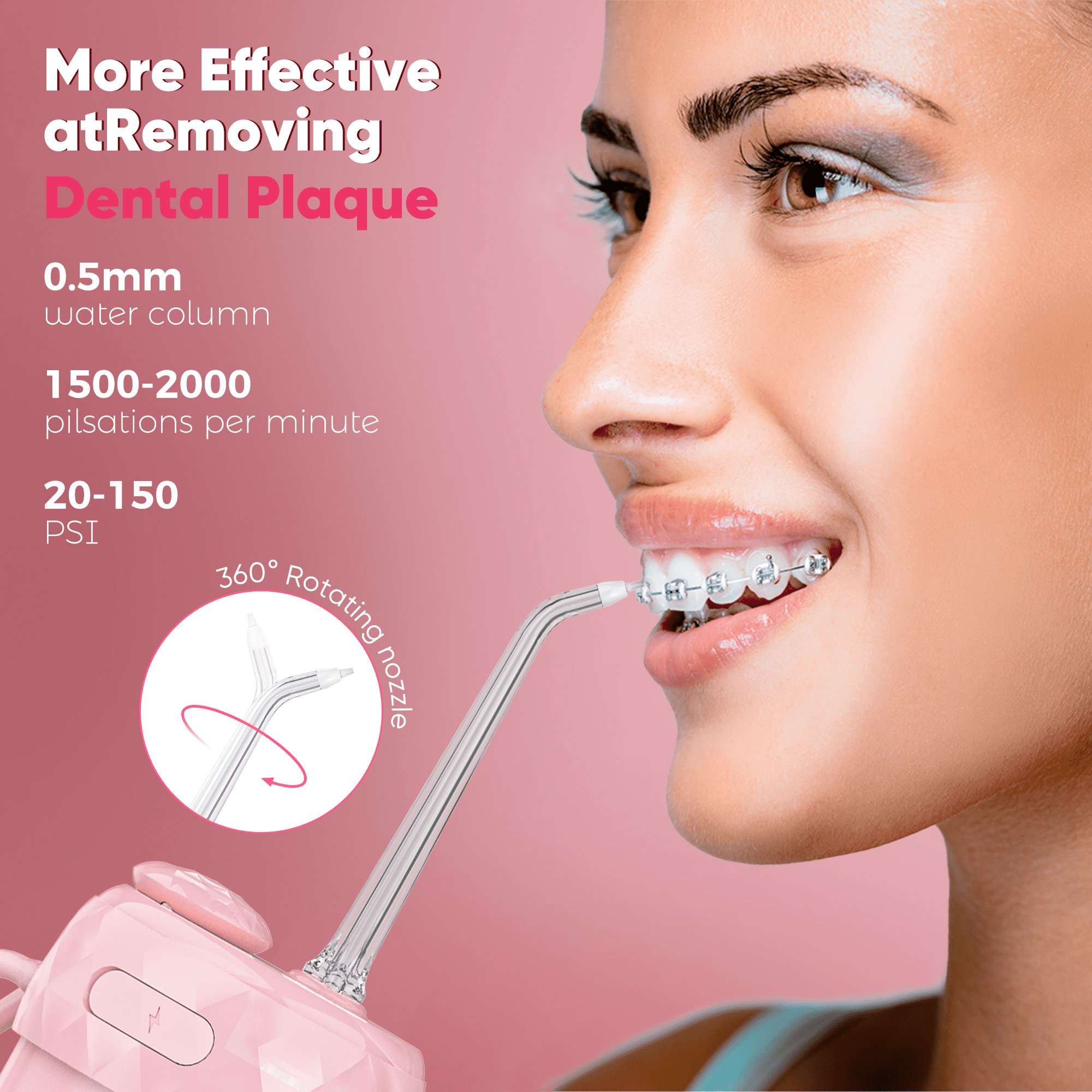 VIIWII Portable Water Flosser for Teeth Mini Cordless Rechargeable with 4 Modes,IPX7 Waterproof,200ML Large Tank,Oral Irrigator for Travel Home Use,Pink