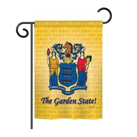 Breeze Decor BD-SS-GS-108086-IP-BO-D-US13-BD 13 x 18.5 in. New Jersey Americana States Impressions Decorative Vertical Double Sided Garden Flag Set with Banner Pole