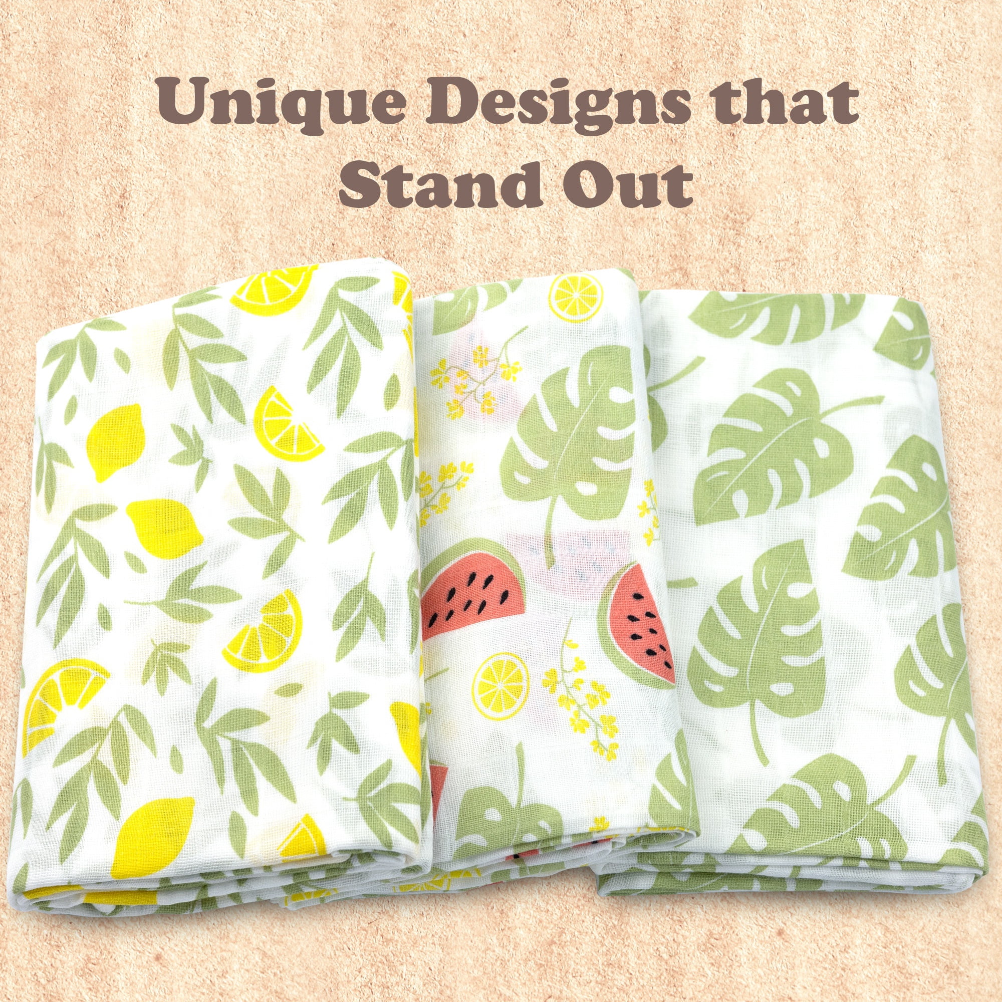 Muslin Swaddle Blankets for Newborn, 3 Pack Receiving Blanket, Muslin Blanket Swaddles Wrap for Boys Girls, Baby Essentials, 47x47 Inches Large Size, 100% Cotton