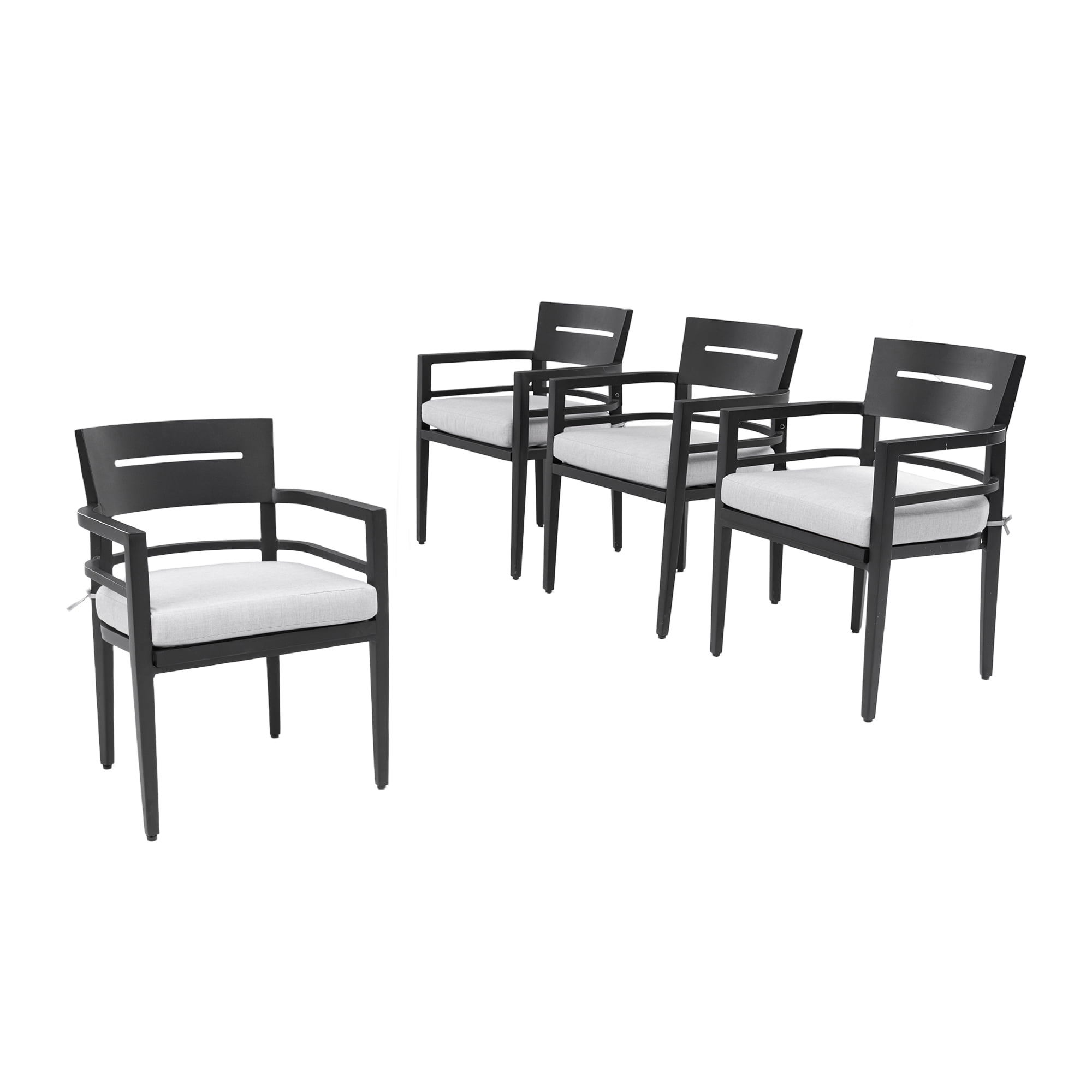 YIYADO 4-Piece Outdoor Patio Aluminum Fixed Dining Chairs with Outdoor-Grade Sunbrella Fabric Cushions, Tapered Feet, Black