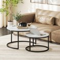 thumbnail image 2 of HOMCOM Nesting Tables, 31" Round Coffee Table Set of 2, Marble White, 2 of 10