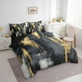 thumbnail image 3 of jejeloiu Minimalist Aesthetic Artwork 7-Piece Twin Bedding Sets,Black Gold Graffiti Bedding Comforter Set For Girls Kids Reversible, 3 of 8
