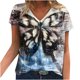 thumbnail image 1 of Camiseta de manga corta suelta con cuello en V y estampado informal a la moda para mujer Pompotops hkajfhjk462208, 1 of 5