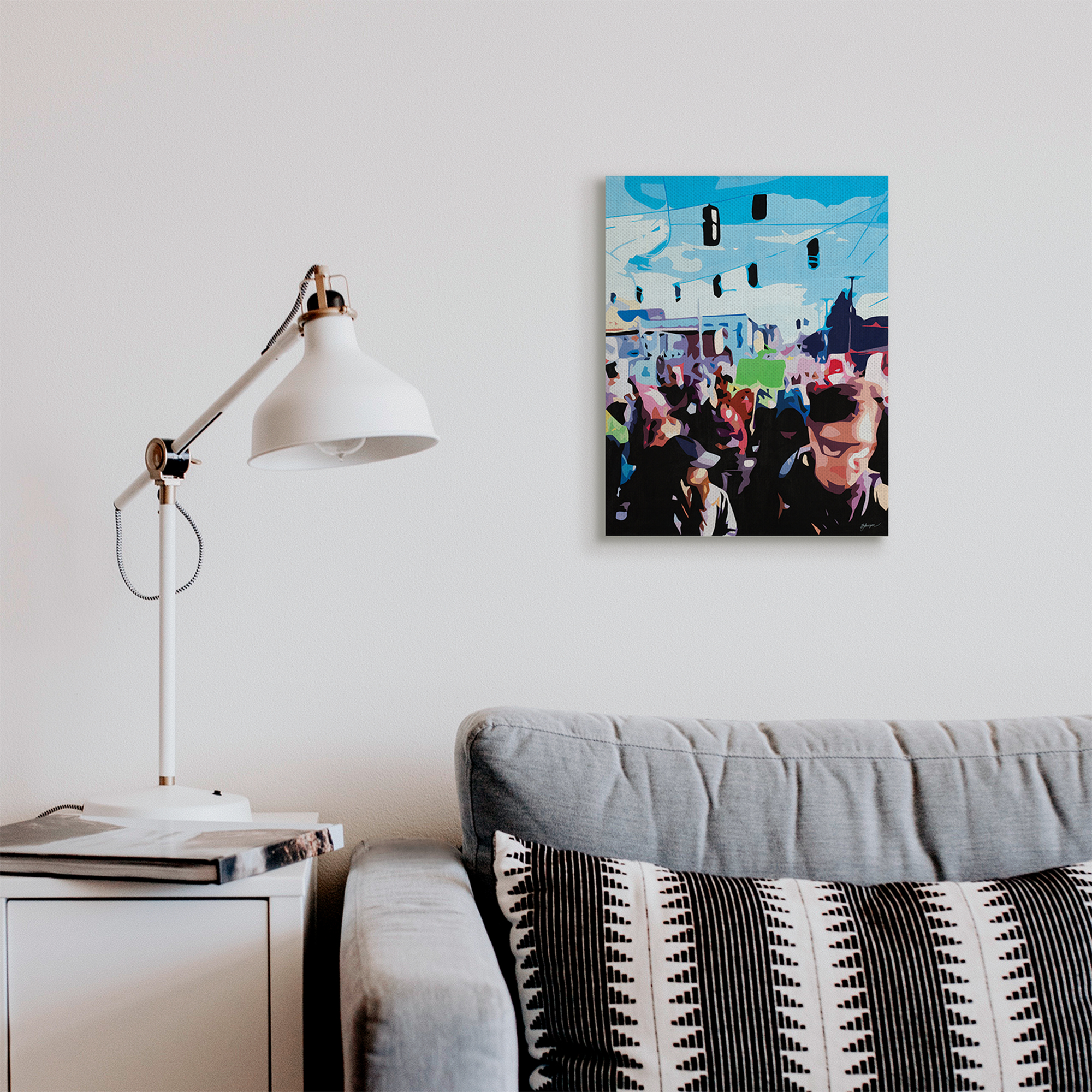 Stupell Industries People Parading in Street Soft Edge Abstraction Novelty Painting Gallery Wrapped Canvas Art Print Wall Art, 16 x 20