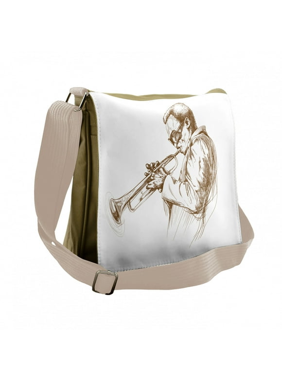 Music Messenger Bag, Sketchy Solo Jazz Band, Unisex Cross-body, by Ambesonne