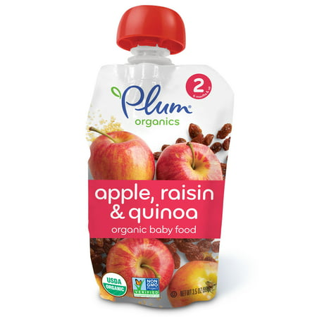 Plum Organics, Organic Baby Food, Stage 2, Apple Raisin & Quinoa, 3.5 oz (pack of