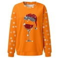 thumbnail image 5 of Glisme Chandail en Molleton de Noël pour Femmes Col Rond Imprimé Chandail Manches Longues Chemises d'Entraînement Coupe Régulière Ample Usage Quotidien Orange, 5 of 5