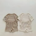 thumbnail image 5 of Dsseng&nbsp;Baby Clothing Set 2 Pcs Baby Casual Homewear Set Waffle Bear T Shirt and Shorts Suits, 5 of 5