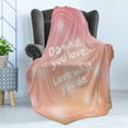 thumbnail image 4 of Love What You Do Soft Flannel Fleece Blanket, Pastel Colored Bokeh Effect Background with Motivation Phrase, Cozy Plush for Indoor and Outdoor Use, 50" x 60", Pale Peach Pale Yellow, by Ambesonne, 4 of 5