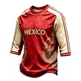thumbnail image 4 of Zimjoy 2026 Mexico Soccer Jersey for Men World Soccer Game Mexico Team quarter Sleeve Crew Neck Football Jersey Shirts Red XL, 4 of 4
