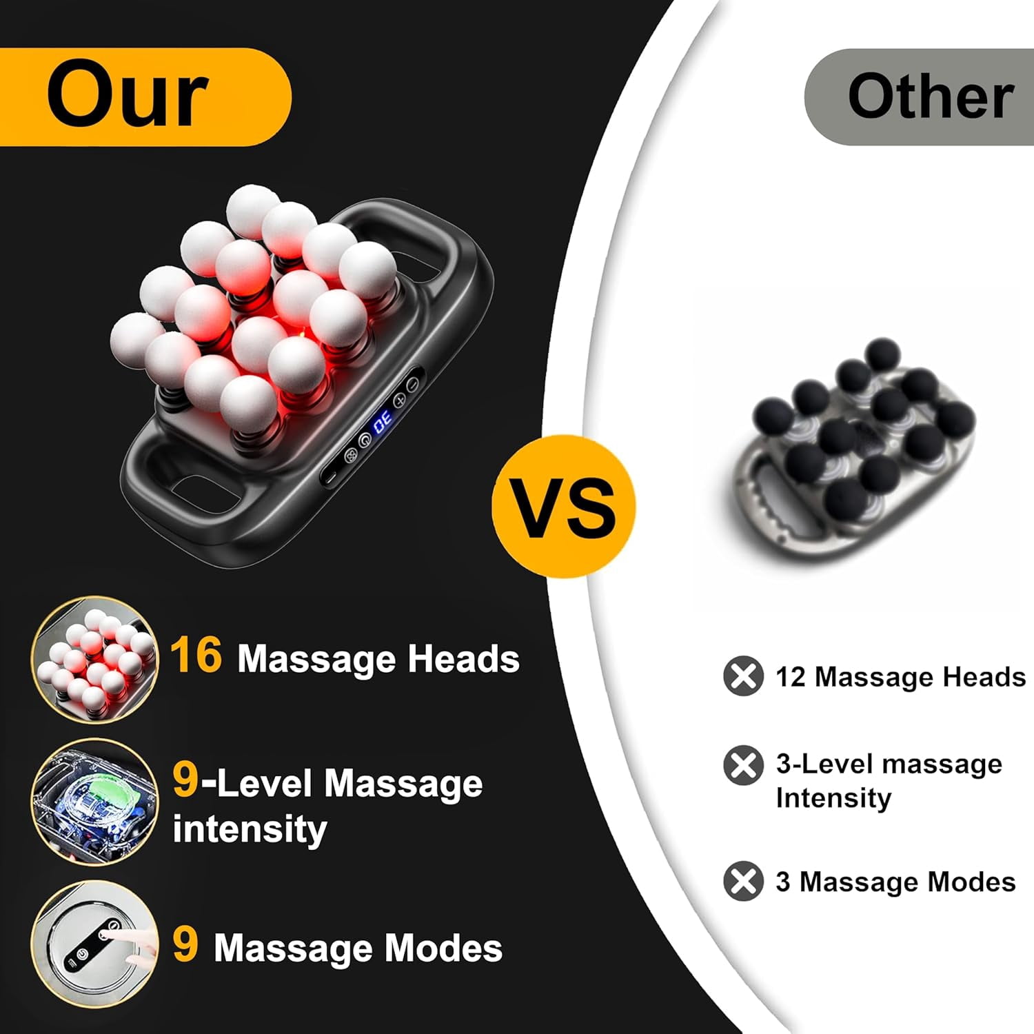 16-Head Massage Gun Set, Deep Tissue Percussion Massager with 3 Modes & 30 Intensities,Quiet Muscle Massage Gun for Back,Shoulders, Legs, Foot, Body Muscle Pain Relief